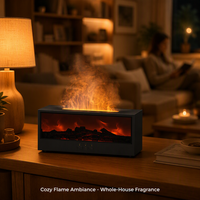 Diffuseur d'arômes ODIS pour cheminée, ultrasonique, flamme simulée 3D, humidificateur à brume froide, huile essentielle, veilleuse pour la maison, la chambre à coucher