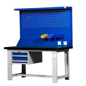 Workbench With Drawer Metal Heavy Duty Workshop Bench Table Garage Tool Storage Work Bench