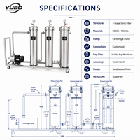Système de filtration à sacs en acier inoxydable à 3 étages avec pompe centrifuge, skid de filtration industriel mobile pour l'eau et les produits chimiques