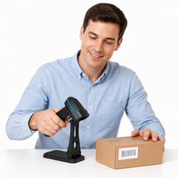 LONVILL Scanner de codes-barres 2D CMOS 640x480, contraste 20%, protection ESD 8kV, résistance aux chutes de 1,2 m, rotation à 360 degrés, batterie 2000 mAh, scanner de codes sans fil portable