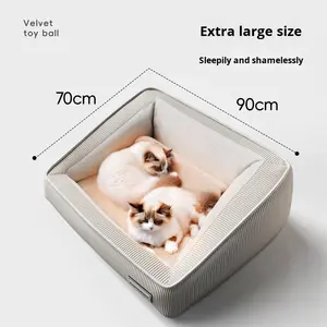 Leben Katzenhaus aus Flanell, schmutzabweisend, winterfest, verdickt, warm, großes Schlafbett, sicher, kältebeständig, ganzjährig universell einsetzbar - Product Image 3