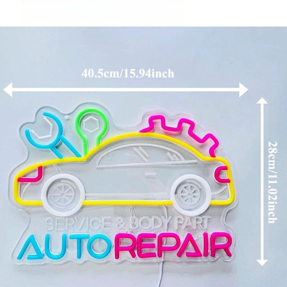 Led Auto Repair Sign Neonawall Auto Repair LED Neon Sign USB Dimmable Wall Decor Light for ...
