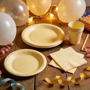 DAMAI Fournitures de fête de couleur unie, vaisselle en papier de couleur unie, ensemble de vaisselle jetable, assiettes de 7 pouces et 9 pouces, gobelets en papier, serviettes - Product Image 1