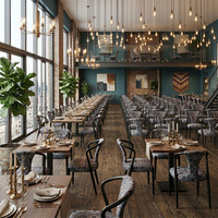 Chaises de salle à manger rembourrées en fer tubulaire noir brillant de style bohème moderne pour restaurant haut de gamme et café