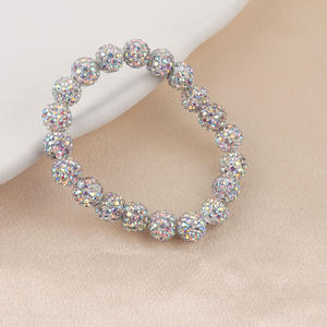 手作りクリスタルラインストーンクレイボール野球ビーズブレスレット弾性ブレスレット男性女性ファッション流行のヒップホップジュエリー - Product Image 4