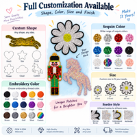 Patch personnalisé en sequins, broderie intégrale de sequins, badge décoratif, logo en forme de patch pour accessoires vestimentaires de mode
