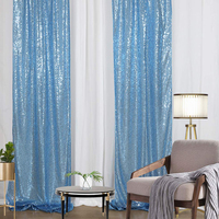 Fashion tirai dekorasi latar belakang panggung gantung pesta acara pernikahan perlengkapan dekorasi 4ft X 6ft tirai payet biru langit untuk latar belakang