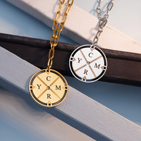 Nouveau Collier en Acier Inoxydable Tendance pour Couples, Chaîne de Clavicule Polyvalente avec Pendentif Personnalisé Incrusté de Zircons – Site Web Indépendant SQ