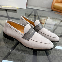 Nouveauté : Mocassins Penny en daim de vache véritable pour hommes, style vintage Old Money, chaussures décontractées pour affaires