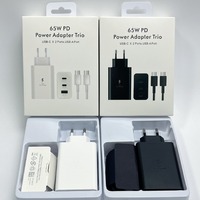 Pengisi Daya Cepat PD 65W Dual USB C Port 3 Port dengan Proteksi Panas Berlebih dan Arus Berlebih, Adaptor Dinding untuk Samsung Galaxy S22 S23 S24 S25 S26