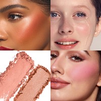 Palette de blush double couleur USHAS, poudre pressée légère et aérienne, multi-usages pour les yeux et les joues, blush naturel, longue tenue, maquillage