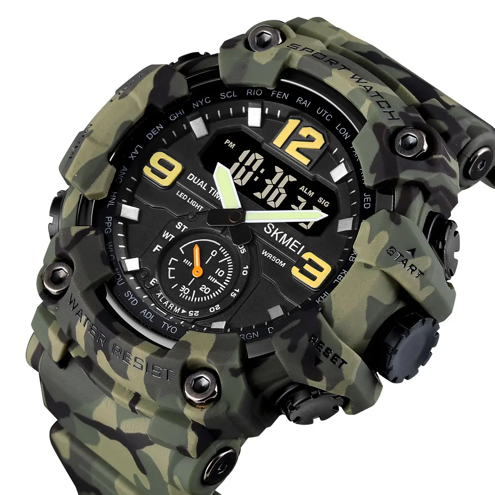 Newest Digital Sport Watch Skmei 1637 Dual Time Analog Digital Wrist Watch 50m Waterproof Wristwatch