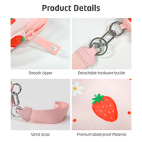 Dompet Koin Poliester Tahan Lama Unisex, Dompet Pendek Kecil dengan Resleting, Tempat Kartu, Gantungan Kunci, Tas Clutch
