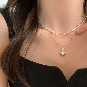 Joyería de moda collar de plata 925 para mujer 18K chapado en oro plata esterlina corazón colgante clavícula cadena collar al por mayor - Product Image 1