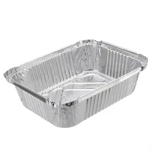 Rectangular Disposable Takeout Pans Aluminum Foil Food Contain Food Packaging Trays with Food Grade Aluminum Foil Container