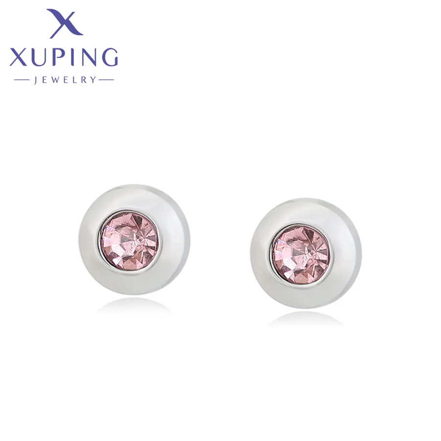 TTM-73 Xuping Jewelry women jewellery ladies stainless steel Everything pink diamond Rhodium charm Stud earrings