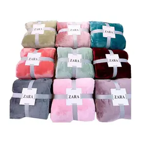 2023热卖超柔染色极地法兰绒羊毛现代纯色设计条纹扔毯毛绒婴儿沙发毯