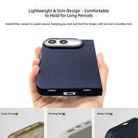 Étui de téléphone personnalisé en fibre d'aramide de luxe, léger, antichoc, anti-empreintes digitales, avec anneau magnétique en relief pour iPhone 18 Duo Pro Max