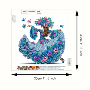 DIY 30*30CM bleu fleur <span class=keywords><strong>danseuse</strong></span> décor à la maison diamant peinture spéciale en forme de cristal créatif diamant peinture pour décoration murale - Product Image 2