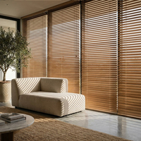 Persianas Venecianas Motorizadas Inteligentes Matter de PVC con Aspecto de Madera de 50 mm, Tamaño Personalizado, Impermeables, Aislamiento Térmico, Seguridad Infantil, Zigbee 3.0