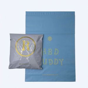 Bolsas de Envío de Poliéster con Impresión Dorada, Bolsas de Correo Negras Mate con Protección UV, Bolsas de Embalaje Personalizadas Azul Cielo Mate para Ropa - Product Image 1