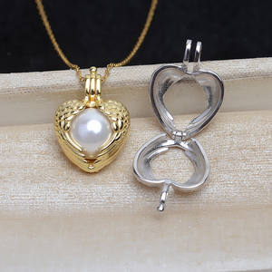 Pendentif cage d'amour en argent S925 pour femmes, perles non perforées de 8 mm à 10 mm, accessoires de bijoux DIY, composants de plateau, modèle 5082 - Product Image 2