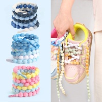 Olian Nouveau Style De Mode Belle Fille Pantoufles Sneaker Grande Dentelle Corde Lacets Chaussure Personnalisé Tissé Bulle Ronde Graisse Colorée Lacets