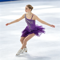 Robe de patinage artistique violette pour enfants et adultes, maille nude à manches longues, strass et rayures diagonales, pour compétition et spectacle de patinage sur glace