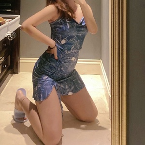 Robe Courte Femme Été 2022 Imprimée à Volants, Coupe Ajustée, Bretelles Fines, Mini-robe Sexy - Product Image 4