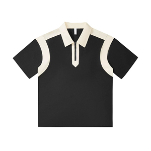 College Classic Color-Block Polo Diseño de manga corta con media cremallera - Product Image 1
