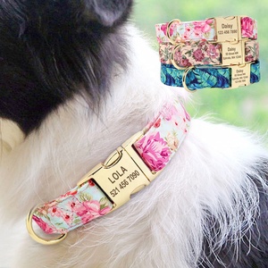 Baya nuevo oro placa hebilla forro De Nylon impreso tela <span class=keywords><strong>Collar</strong></span> De Perro para perros mascotas - Product Image 4