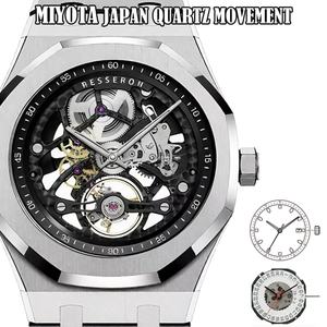 Montre-bracelet pour homme BESSERON en acier inoxydable, mouvement mécanique, résistance à l'eau 5 BAR, design minimaliste, logo personnalisé OEM professionnel. - Product Image 2