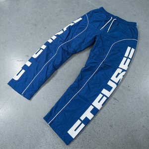 <span class=keywords><strong>Pantaloni</strong></span> Sportivi <span class=keywords><strong>Blu</strong></span> Oversize Ispirati al Vintage <span class=keywords><strong>con</strong></span> <span class=keywords><strong>Elastico</strong></span> <span class=keywords><strong>in</strong></span> <span class=keywords><strong>Vita</strong></span>, Strisce Laterali <span class=keywords><strong>con</strong></span> Logo, Stile Rilassato Retrò Streetwear da Uomo - Product Image 1