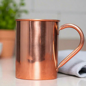 Copper Surface Smooth <b>Plain</b> Shiny Polish Water <b>Mug</b> Cup Metal Handle Heavy Duty Solid Copper Therapeutic Health <b>Mug</b> - Product Image 1