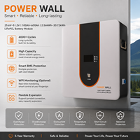 Module de batterie au lithium LiFePO4 mural 25,6V 200Ah 5,12kWh avec BMS pour système de stockage d'énergie solaire domestique et alimentation de secours 10kWh