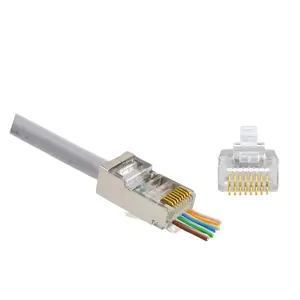 Easy pass through holes rj45 cat5e cat6 UTP FTP connector plug