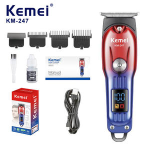 Tondeuse à cheveux électrique Kemei KM-247, 14 cm, rechargeable par USB, tondeuse professionnelle de salon avec écran LED et accessoires - Product Image 2