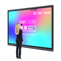 HUSHIDA 65 75 86 100 Inch Layar 4K Papan Tulis Pintar Layar Sentuh Digital untuk Pengajaran Sekolah Panel Datar Papan Tulis Interaktif