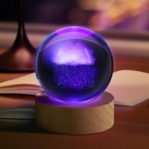 Newish <span class=keywords><strong>RGB</strong></span> Couleur 3D Art Boule De Cristal Lumière En Bois Petit Bureau De Noël Système Solaire Boule De Cristal Décoration Led Veilleuses - Product Image 2