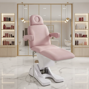 Table de <span class=keywords><strong>massage</strong></span> de spa moderne en cuir PU blanc, best-seller, équipement de salon électrique à 3 moteurs avec éponge haute densité, lit pour les cils - Product Image 3