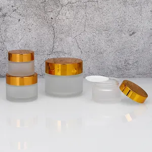 Wholesale Frosted Glass Cosmetic Jar Container 100g 50g 30g 25g 20g 15g 10g 5g Matte Glass Cream Jar