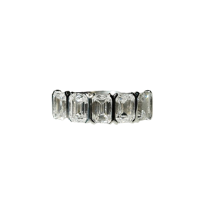 Bague de mariage unisexe classique en or 14 carats plaqué, sertie de diamants de laboratoire HPHT CVD VVS certifiés IGI, taille émeraude, vente en gros sur mesure - Product Image 1