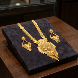 ขายส่งเครื่องประดับแฟชั่นทองชุบ 14K 18K 24K ลายดอกไม้สไตล์อินเดีย สร้อยคอแบบโซ่สำหรับผู้หญิง งานแต่งงาน เครื่องประดับทองเหลืองชุบทอง - Product Image 4