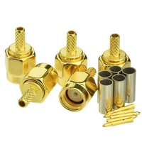 Conector de crimpado macho SMA recto coaxial RF de latón de alta calidad para cable RG316/RG178/RG174