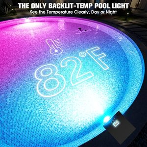 Luces Solares para Piscinas LightHacker, con Termómetro LCD, 10 Modos de Luz, Apagado Automático y Temporizador, Impermeables, 1 Unidad - Product Image 2