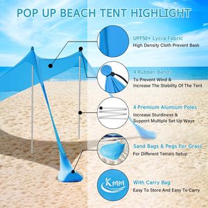 Lona de Camping Ligera Impermeable con Soporte de Techo Plano de Cuatro Esquinas Personalizada, Toldo de Playa - Product Image 4