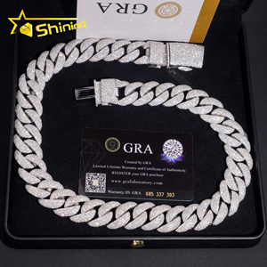 Pass Diamond Tester hombres collar 20MM cadena grande mosaico conjunto Moissanite 925 Plata Hip Hop joyería Iced Out Miami cadena de eslabones cubanos - Product Image 4