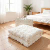 Nouvelle couverture électrique de luxe en fourrure de lapin rayée - Couverture chauffante à infrarouge lointain en fibre de carbone sans champ magnétique pour la chaleur hivernale