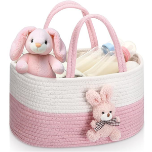 Panier de <span class=keywords><strong>rangement</strong></span> portable convertible pour couches de bébé, organisateur de couches pour maman, sac fourre-tout en corde de coton, prix de gros - Product Image 1