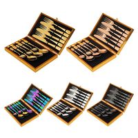 24-teiliges Besteckset Messer Gabel Löffel Besteck 24-teilig Edelstahl-Set Gold Silberbesteck für Hochzeiten